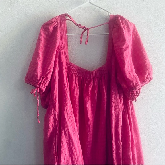Pilcro by Anthropologie Pink Square-Neck Textured Babydoll Dress - Picture 7 of 15